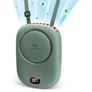 Mini Electric Portable Fan USB Charging Neck Hanging Bladeless Fan Green